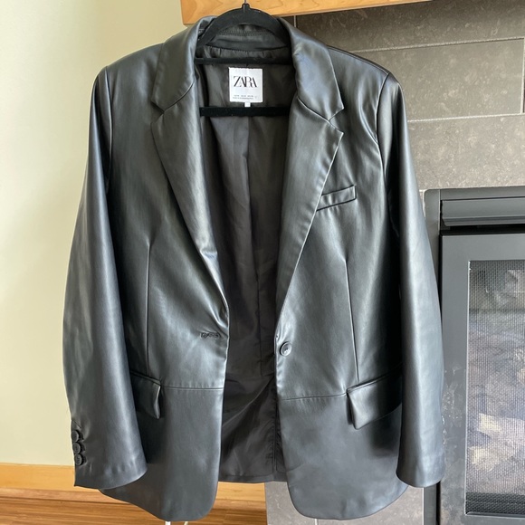 Coats | Zara Faux Leather Blazer | Poshmark